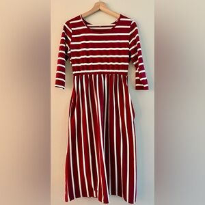 Elegant Red and White Striped Dress